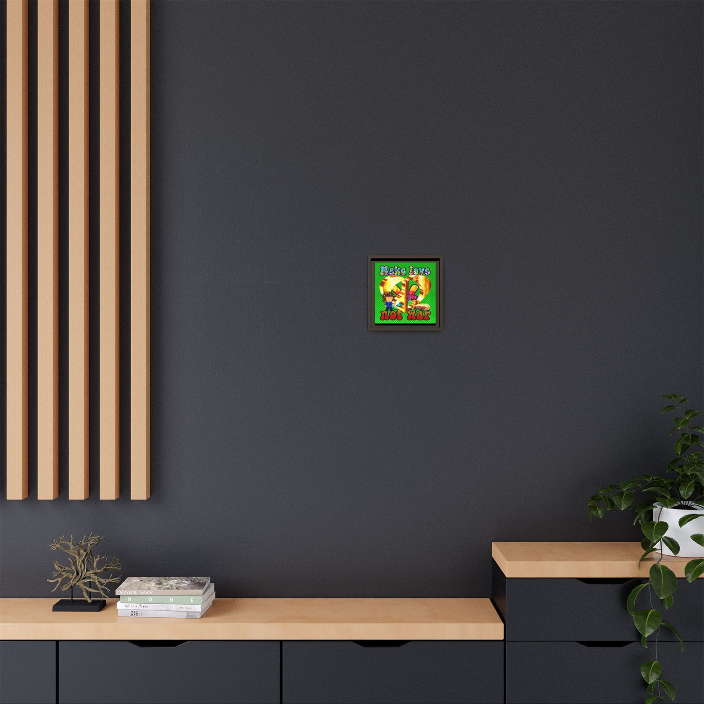 love peace - framed canvas art (logo green)