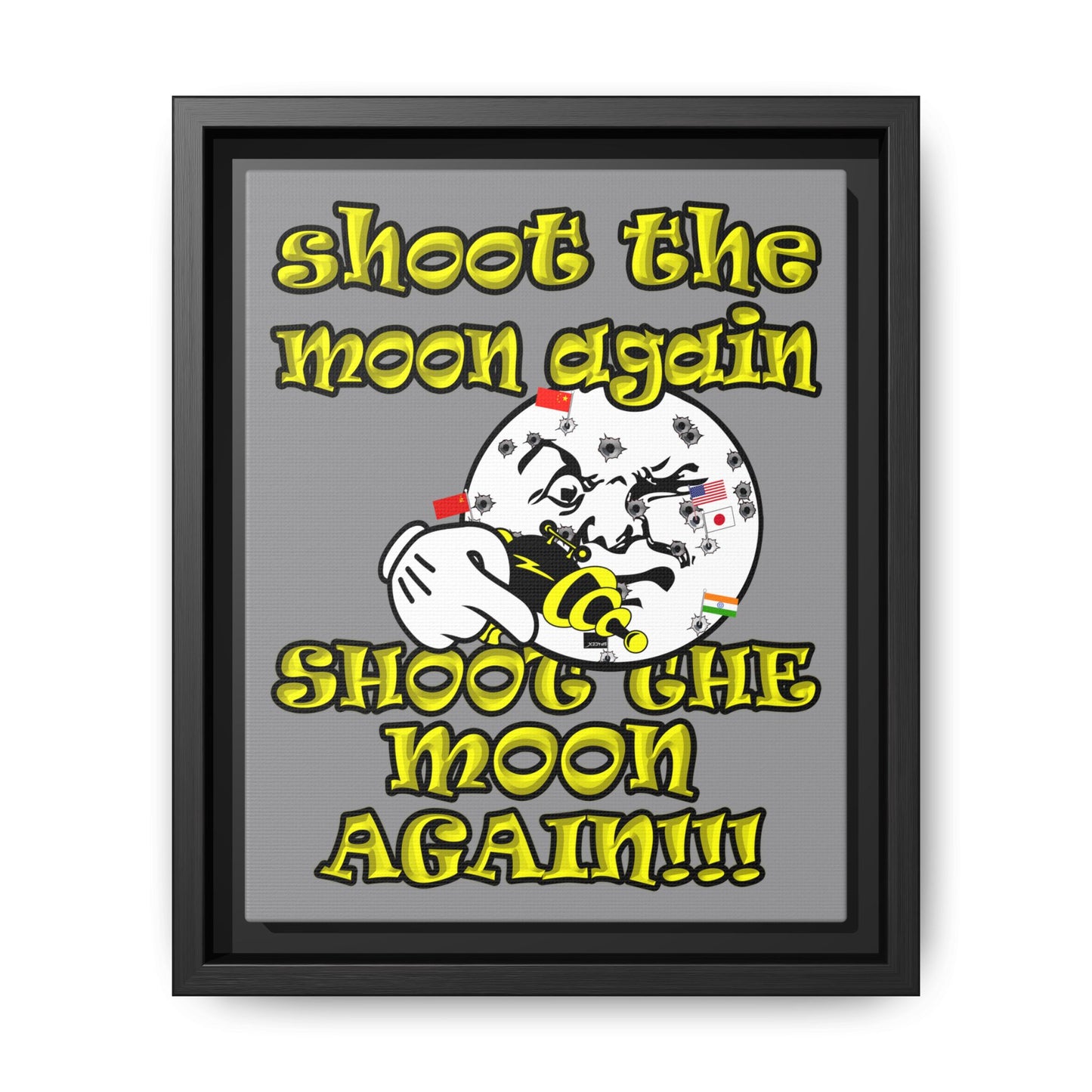 shoot the moon again - framed canvas art (grey)