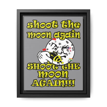 shoot the moon again - framed canvas art (grey)