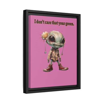I don't care that your green - framed canvas art (light pink)