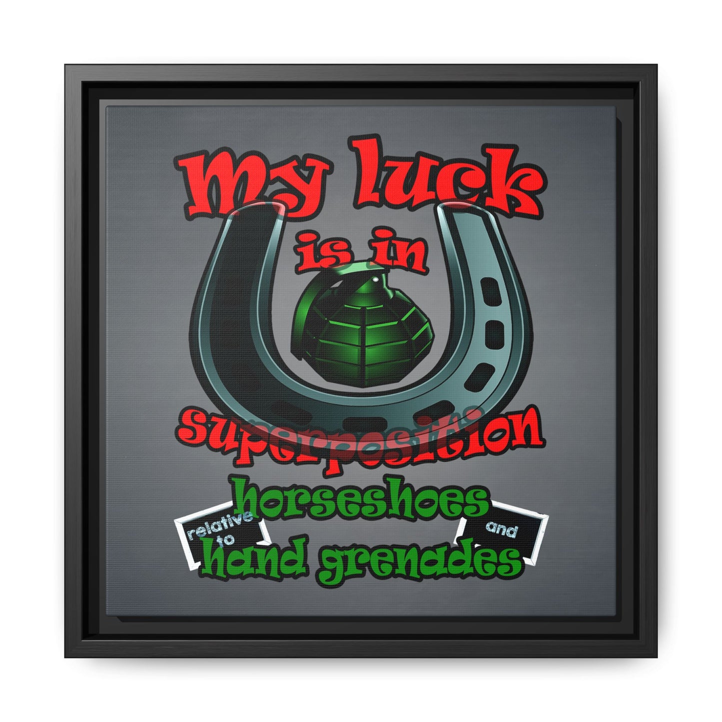 my luck - framed canvas art (grey-light grey)
