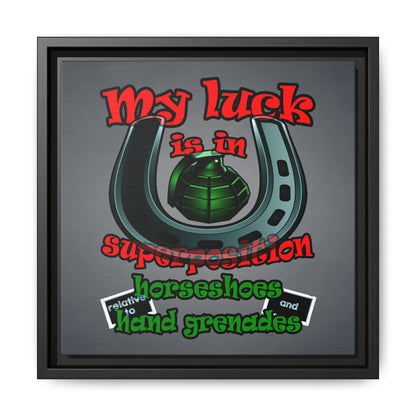 my luck - framed canvas art (grey-light grey)