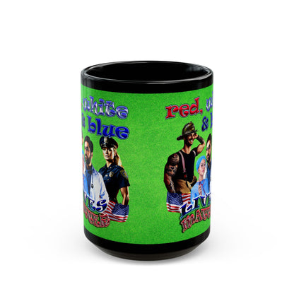 rw&b lives matter - Black Mug (green turf)