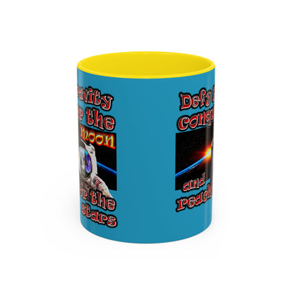 defy conquer reach - Accent Mug (turquoise)