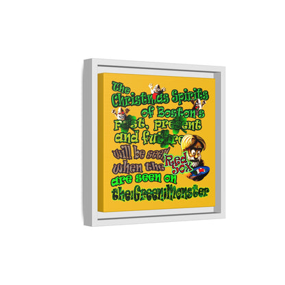 christmas spirits of boston - framed canvas art (yellow)