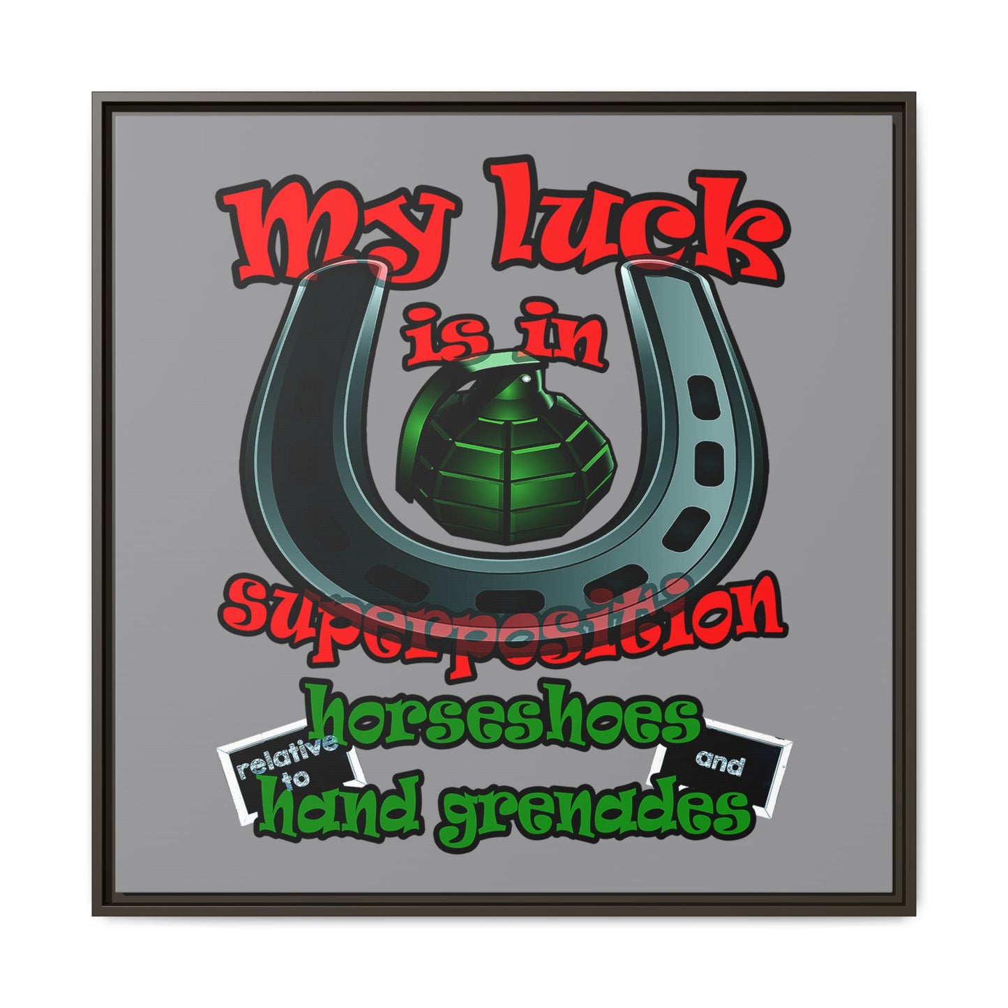 my luck - framed canvas art (grey)