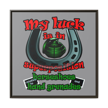 my luck - framed canvas art (grey)