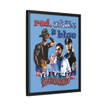 rw&b lives matter - framed canvas art (light blue)