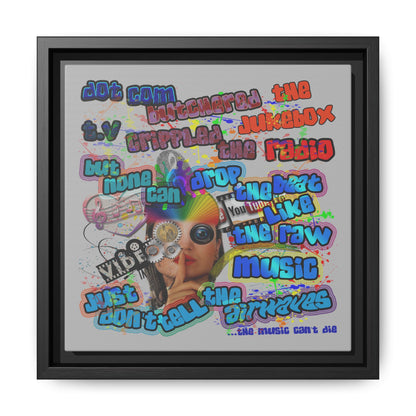 drop the beat - framed canvas art (light grey)