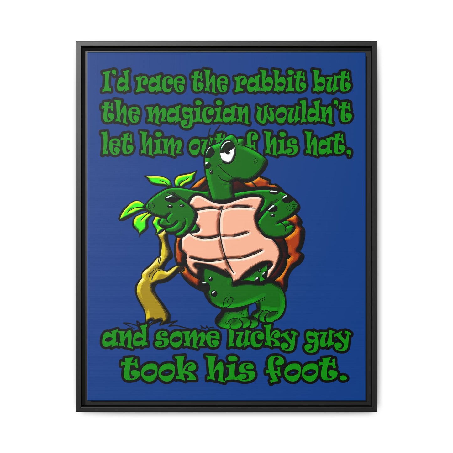 turtle race - framed canvas art (dark blue)