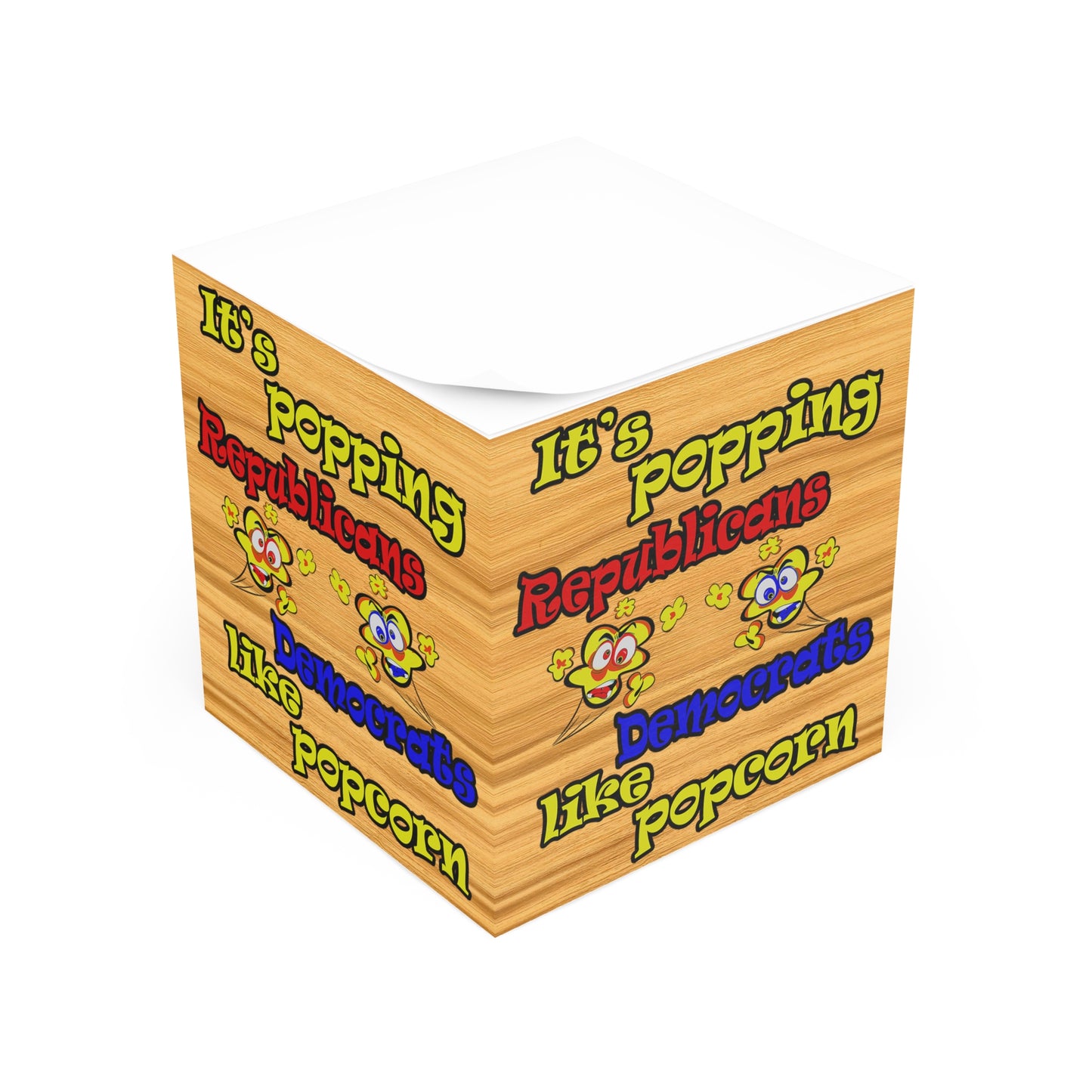 popping like popcorn - note cube (butterscotch wood finish)