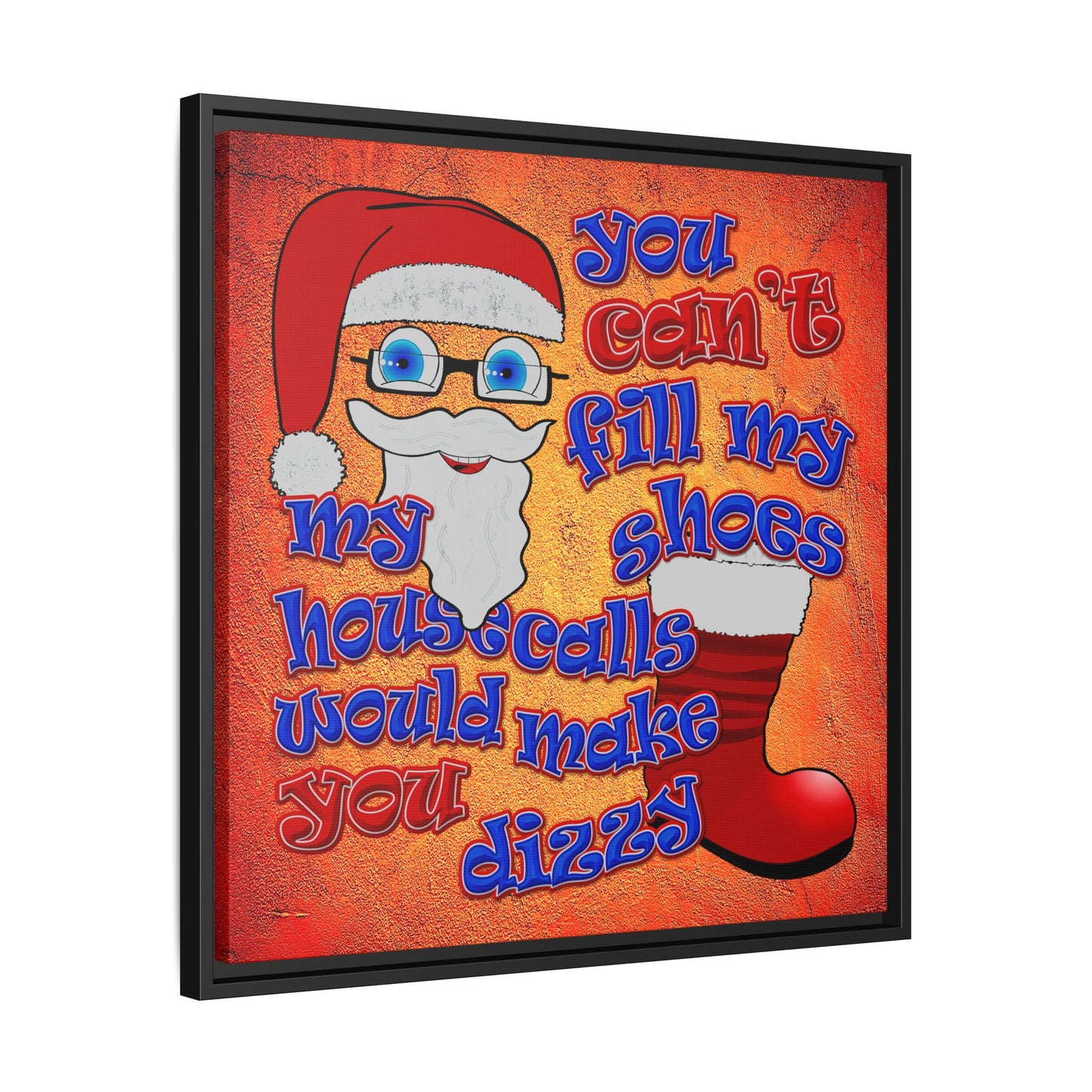 santa's shoes - framed canvas art (burnt orange)