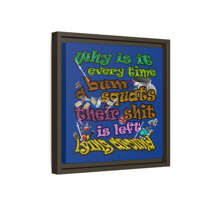 the bum's shit - framed canvas art (dark blue)