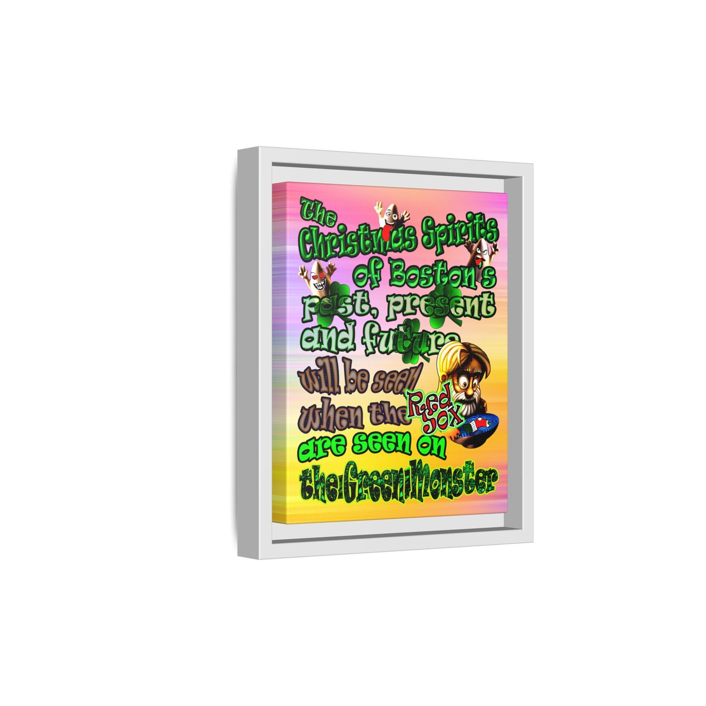 christmas spirits of boston - framed canvas art (color blur)