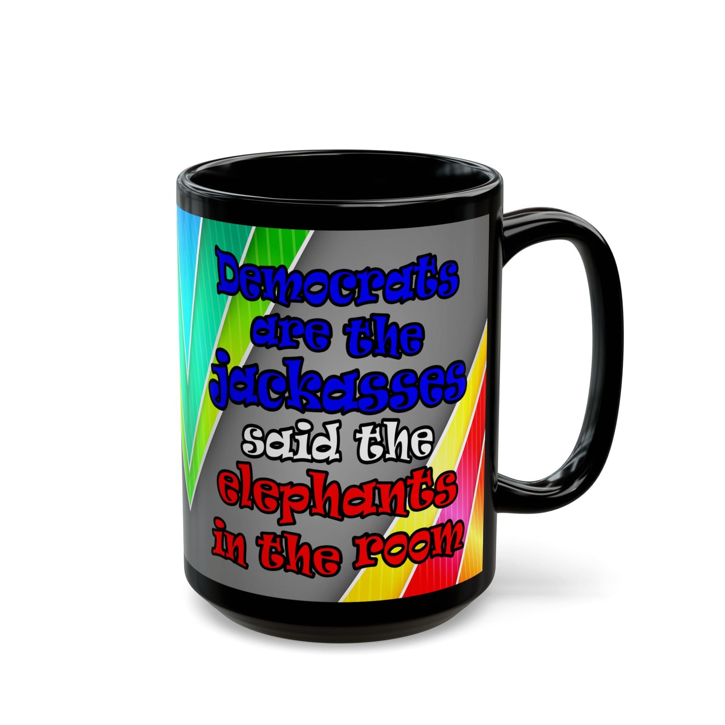 donkeys and elephants - Black Mug (rainbow split)