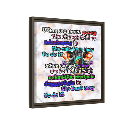 doggystyle - framed canvas art (white marble)