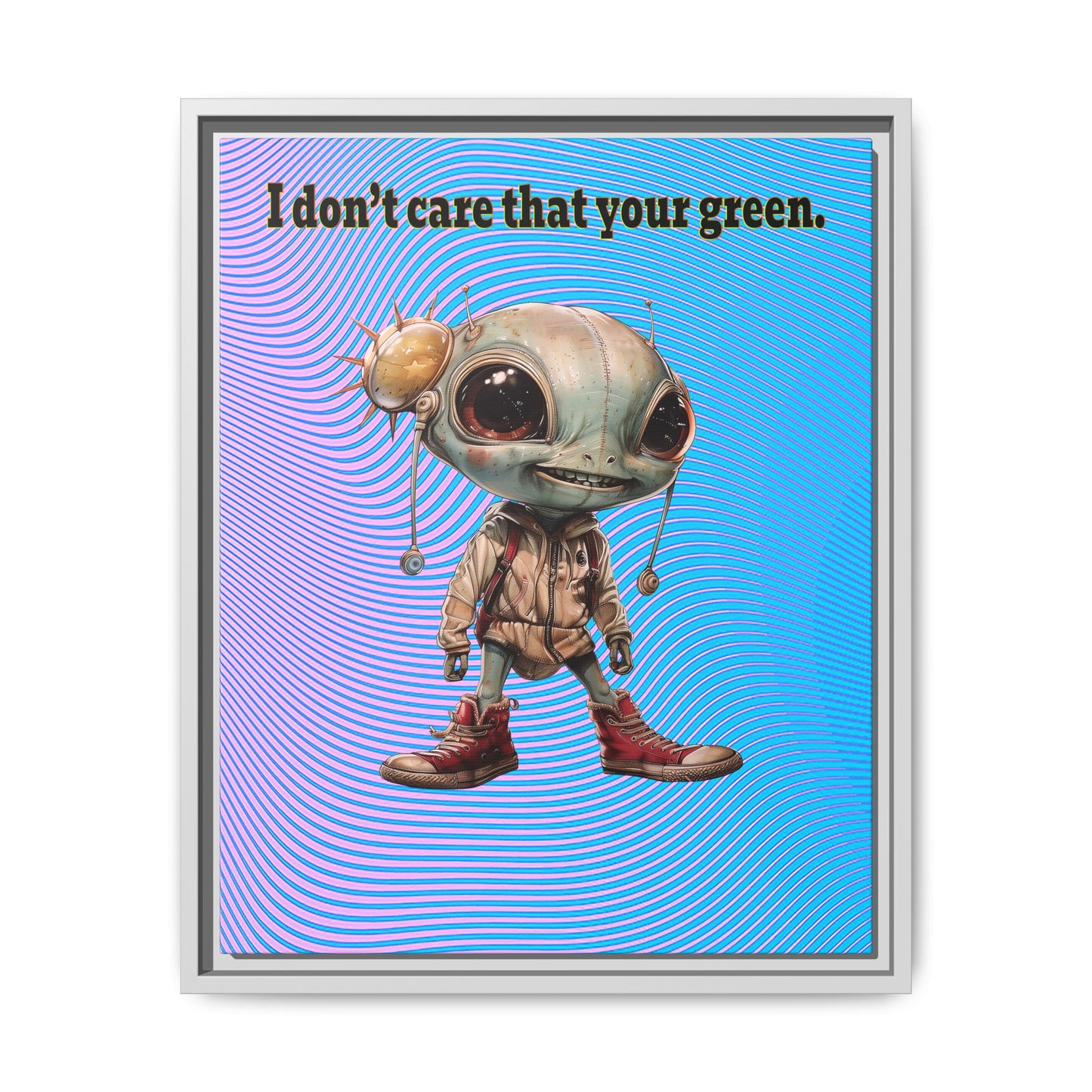 I don't care that your green - framed canvas art (light blue-purple wave)