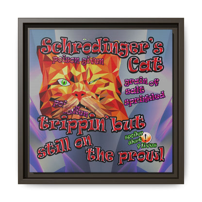 schrodinger's cat - framed canvas art (grey-pink wave)