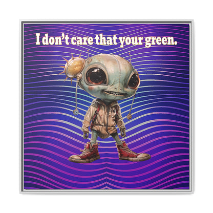 I don't care that your green - framed canvas art (purple wave)