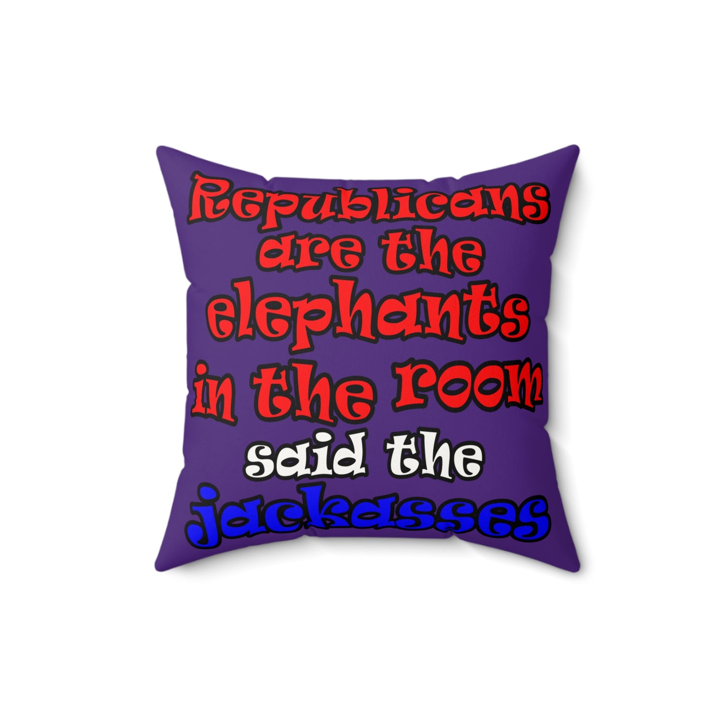 donkeys and elephants - Faux Suede Square Pillow - (purple)