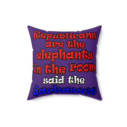 donkeys and elephants - Faux Suede Square Pillow - (purple)