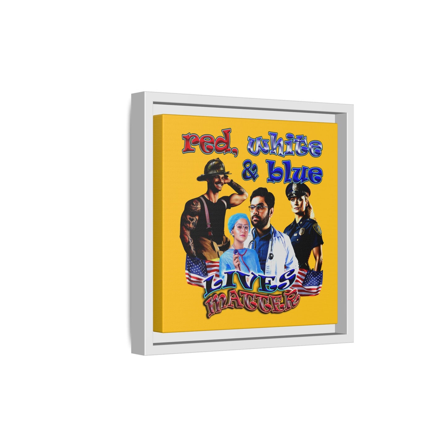 rw&b lives matter - framed canvas art (yellow)