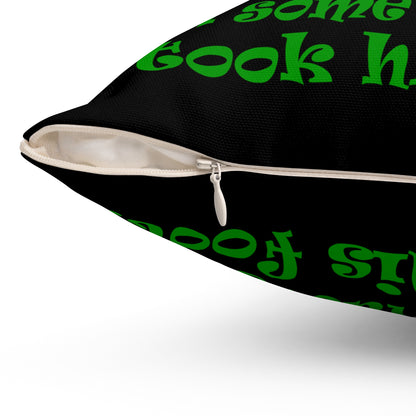 turtle race - Spun Polyester Square Pillow - (black)