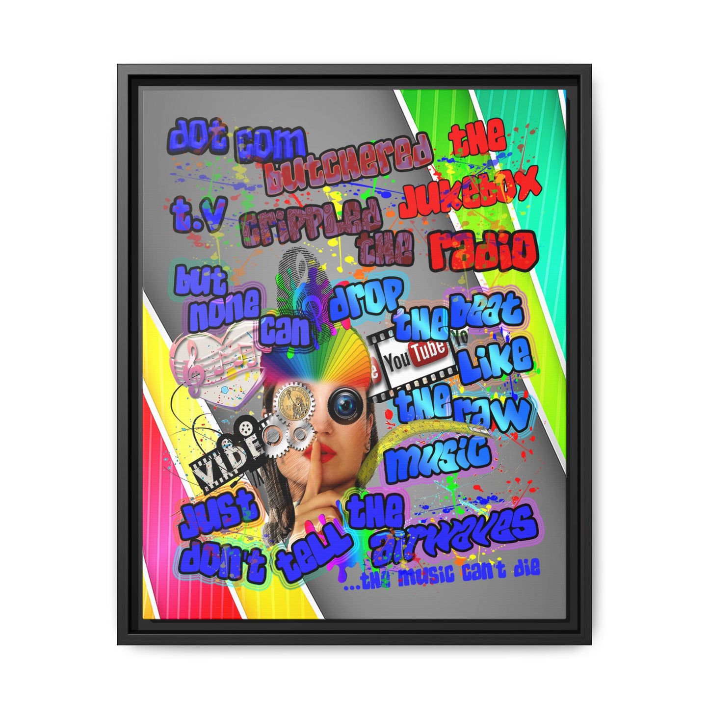 drop the beat - framed canvas art (rainbow split)