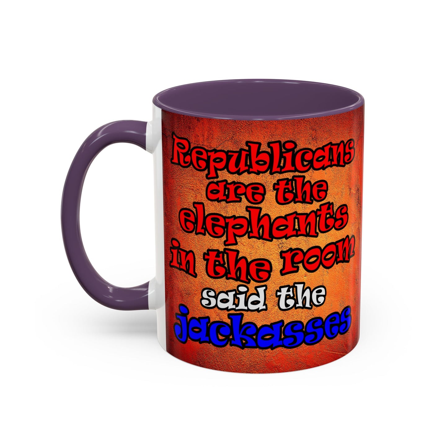 donkeys and elephants - Accent Mug (burnt orange)