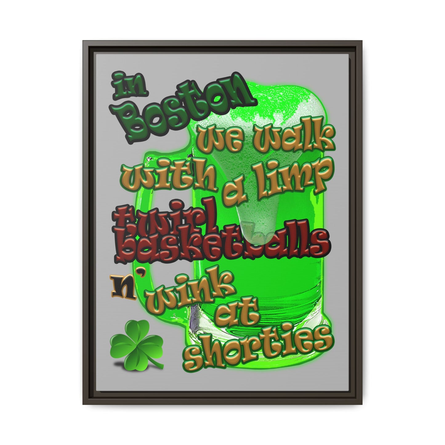 celtics logo - framed canvas art (light grey)