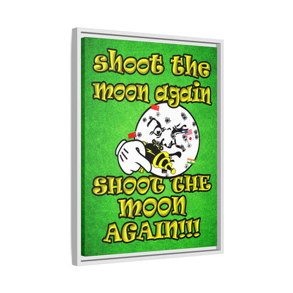 shoot the moon again - framed canvas art (green turf)