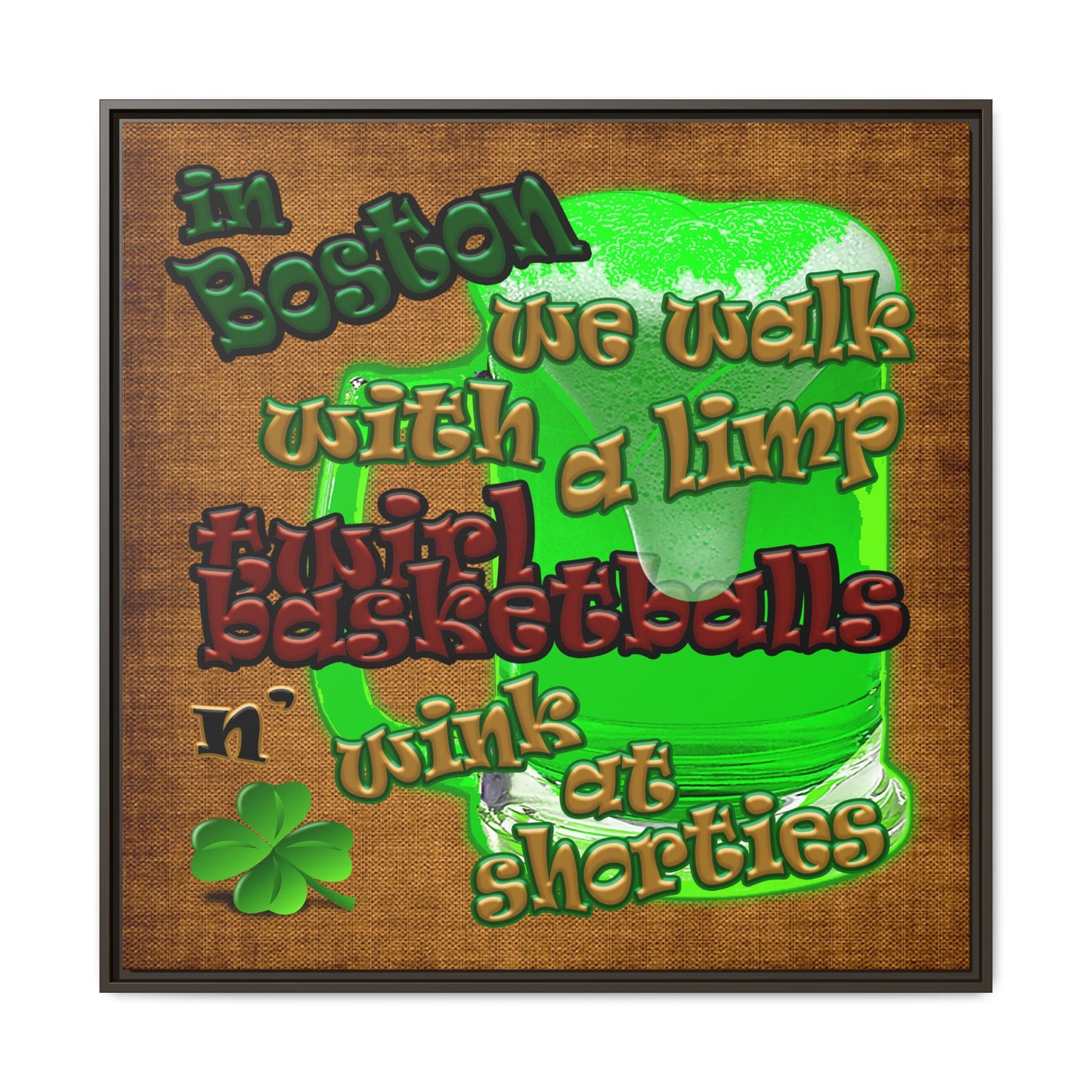 celtics logo - framed canvas art (brown papyrus)