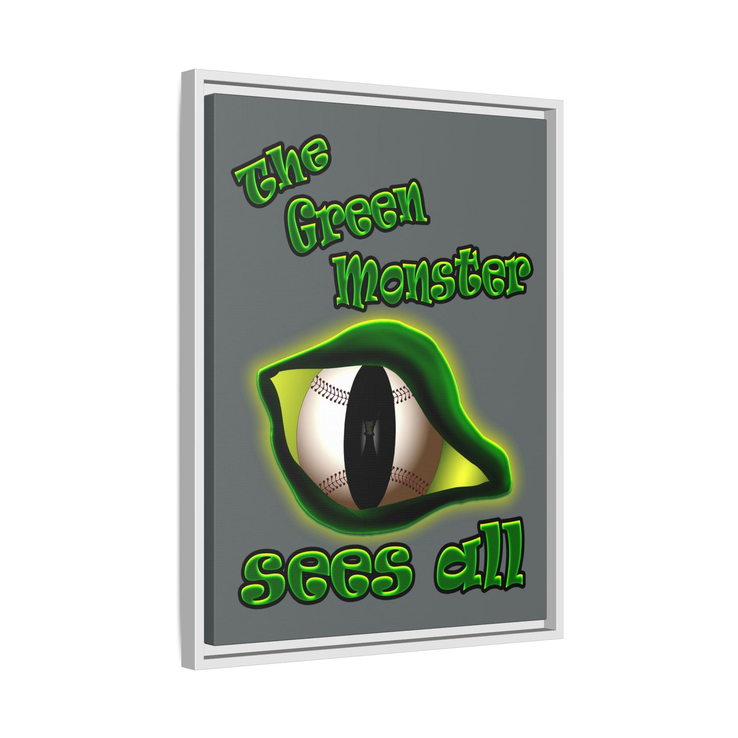 green monster - framed canvas art (dark grey)