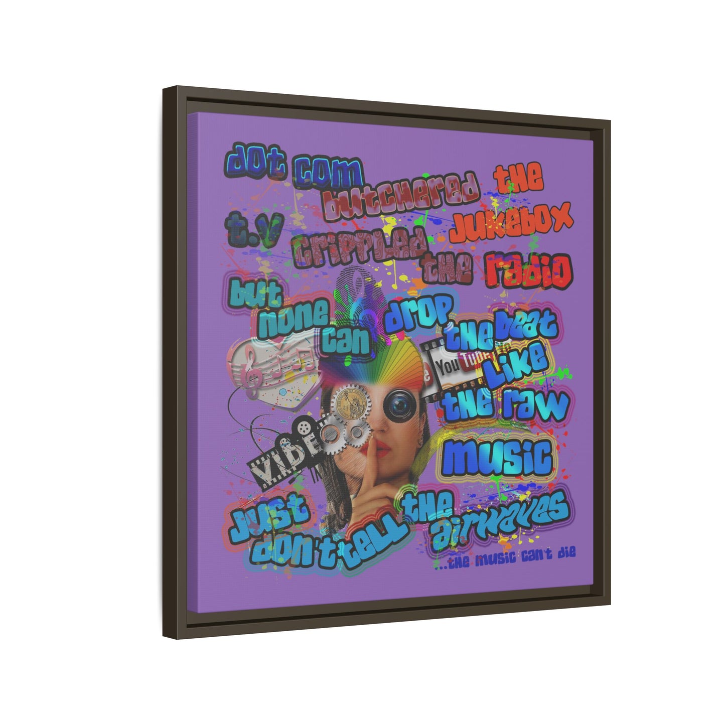 drop the beat - framed canvas art (light purple)