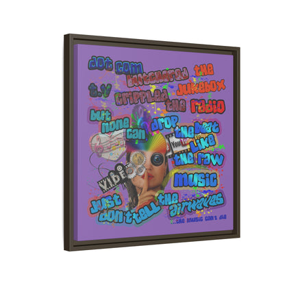 drop the beat - framed canvas art (light purple)
