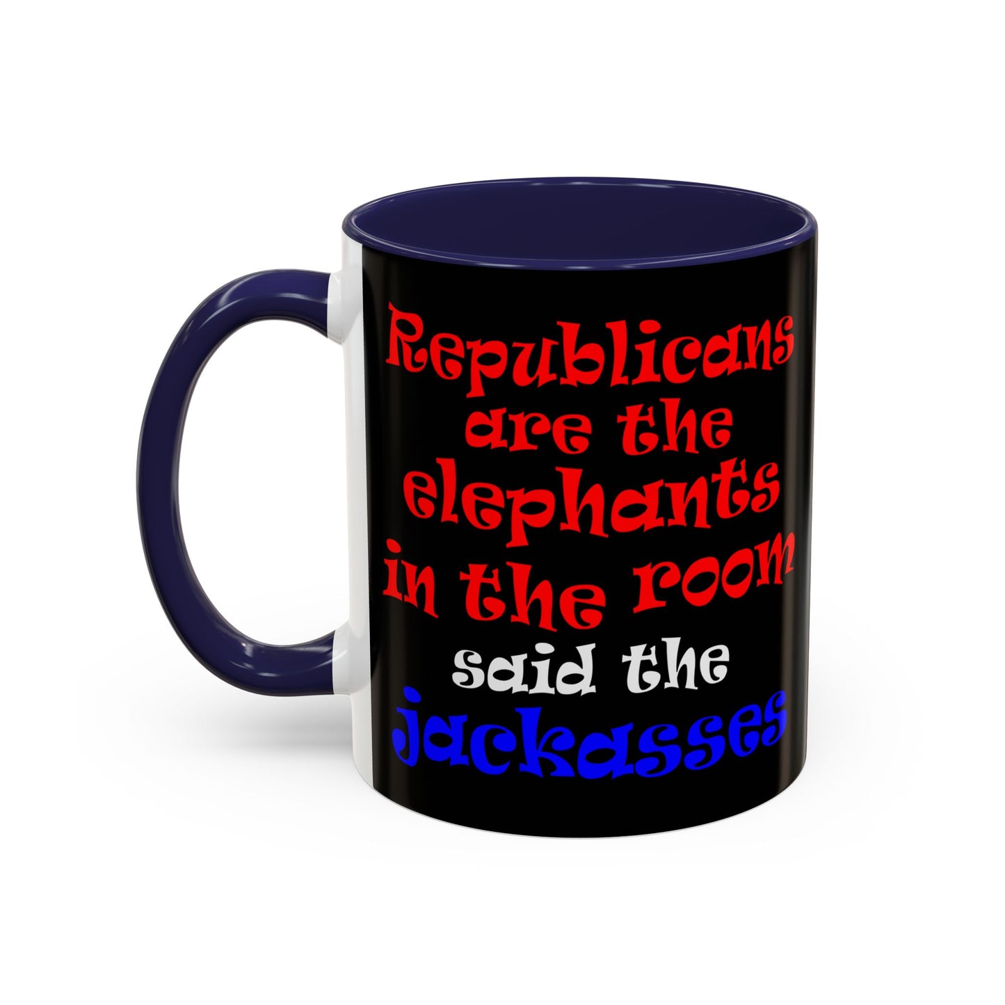 donkeys and elephants - Accent Mug (black)