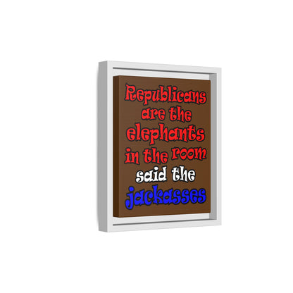 donkeys and elephants - framed canvas art (brown)