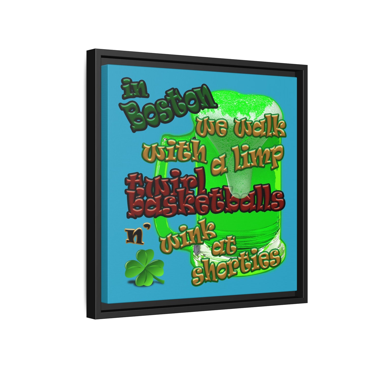 celtics logo - framed canvas art (turquoise)