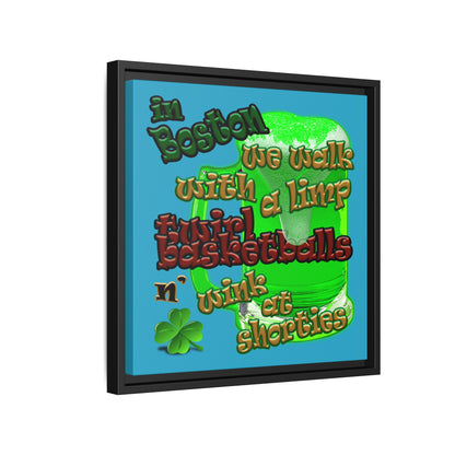 celtics logo - framed canvas art (turquoise)