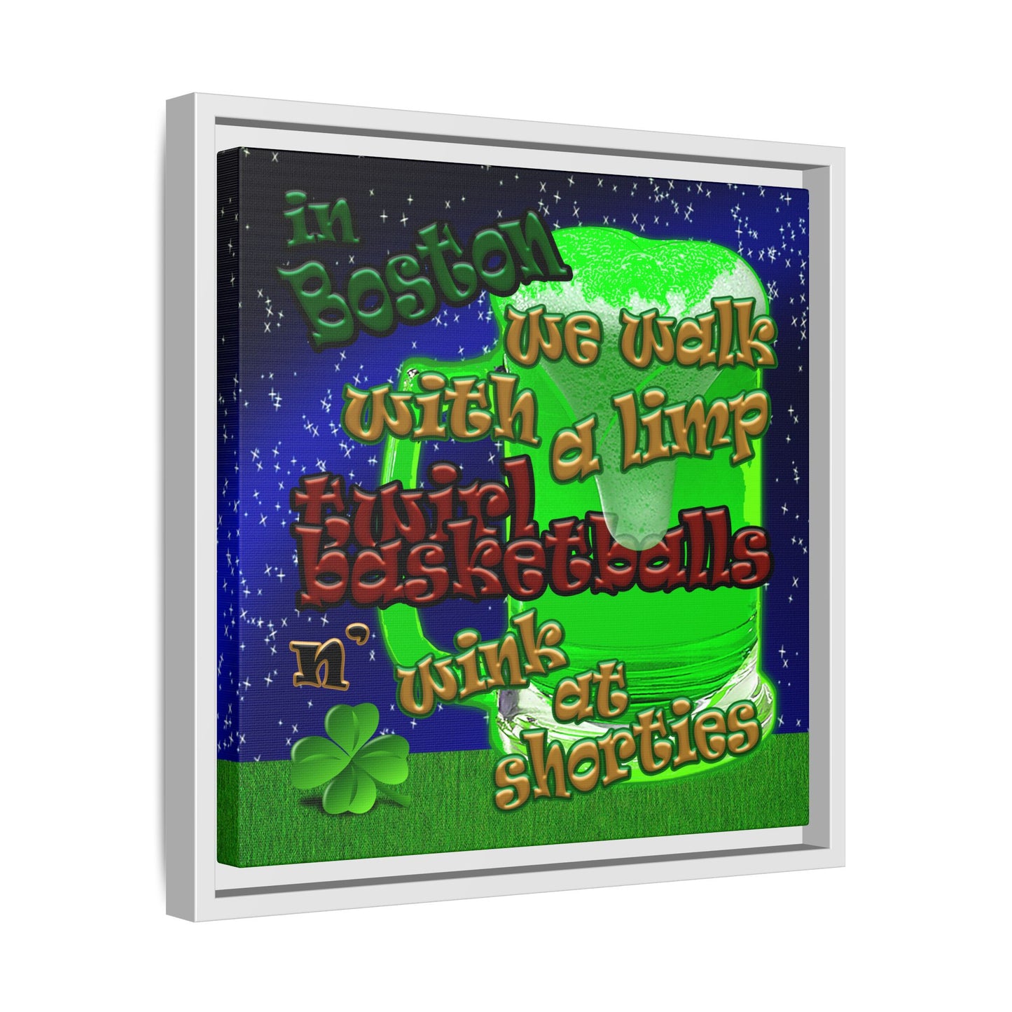 celtics logo - framed canvas art ('snoops' background)