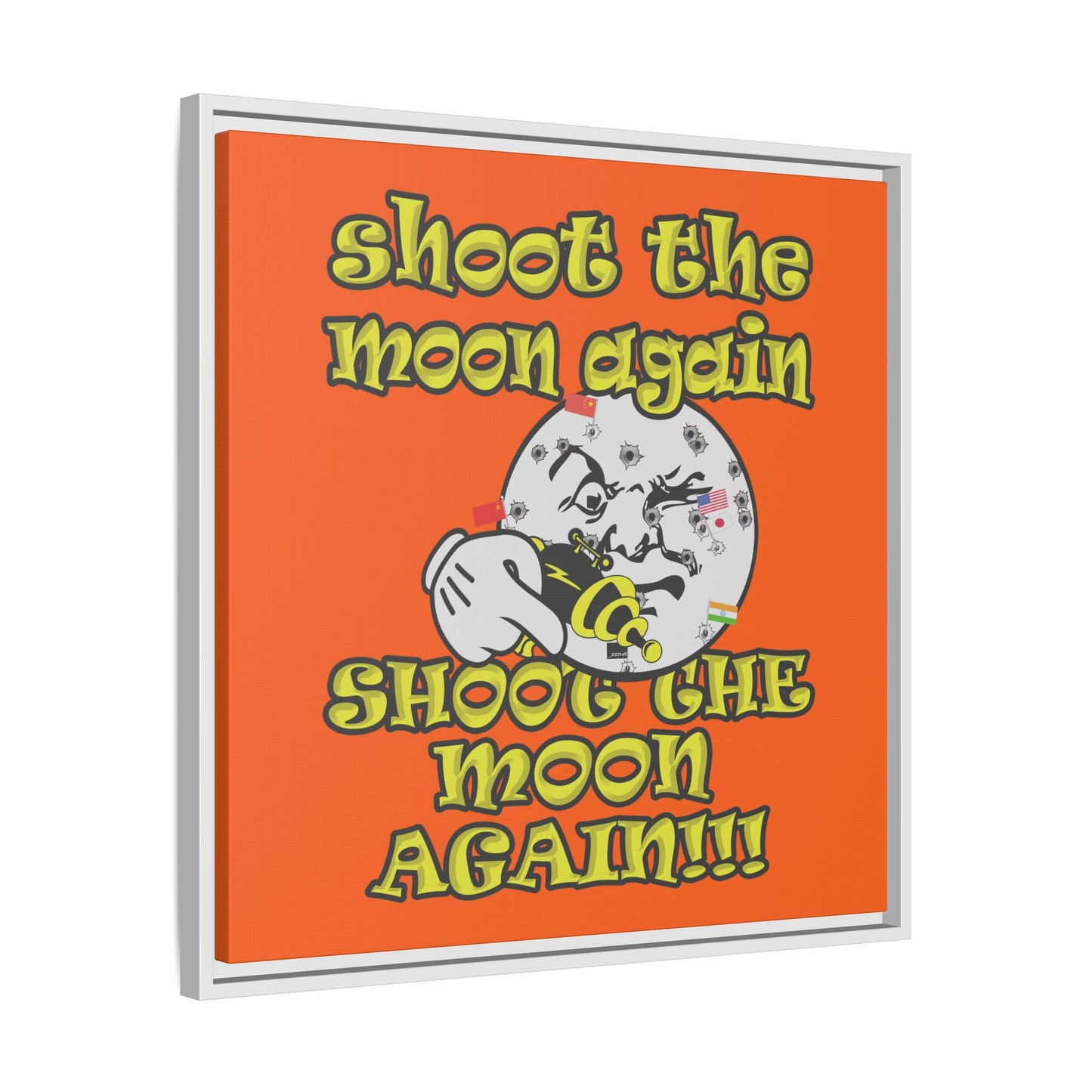 shoot the moon again - framed canvas art (orange)