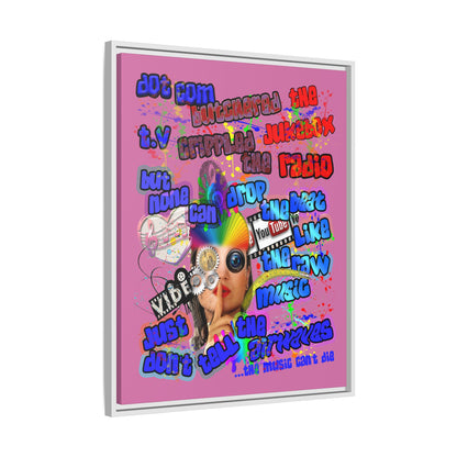drop the beat - framed canvas art (light pink)