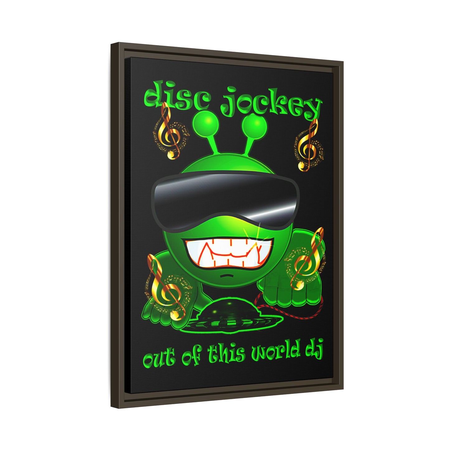 disc jockey - framed canvas art (black)