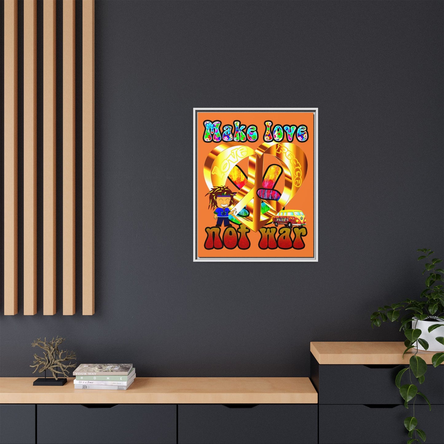 love peace - framed canvas art (crusta)