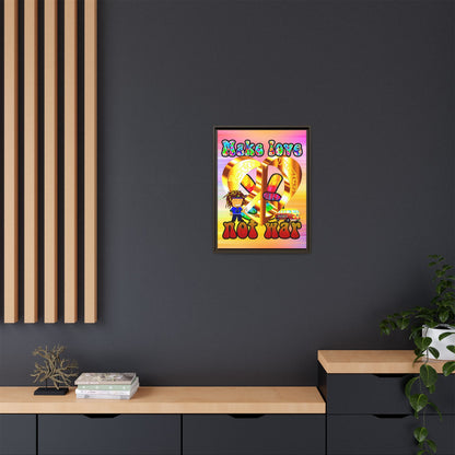 love peace - framed canvas art (color blur)