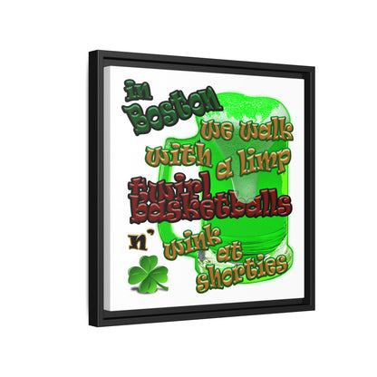 celtics logo - framed canvas art (white)