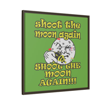 shoot the moon again - framed canvas art (green)
