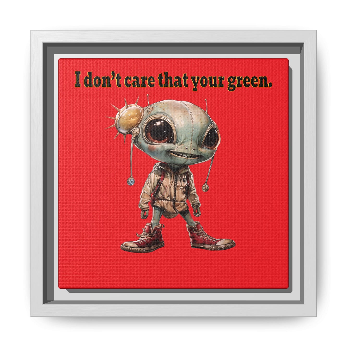 I don't care that your green - framed canvas art (red)