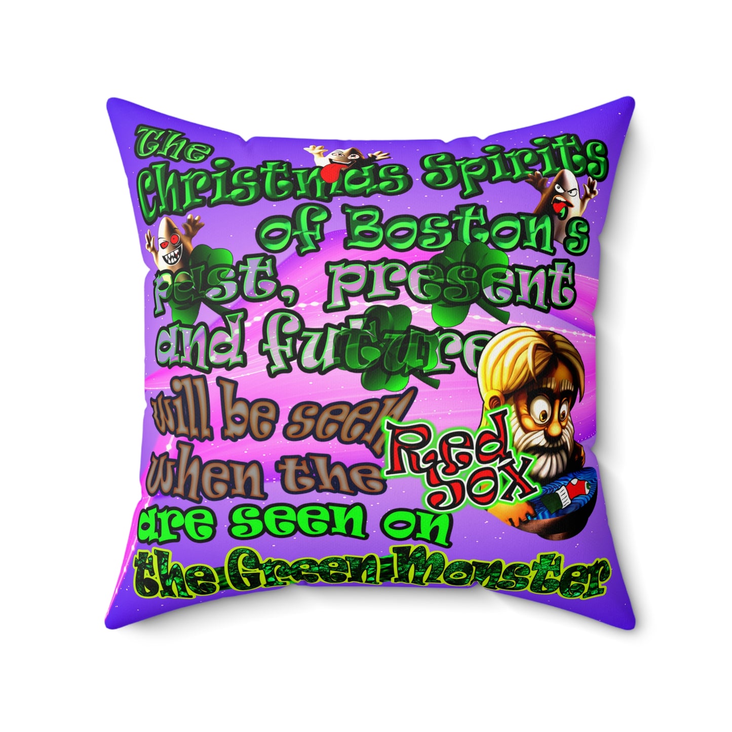 christmas spirits of boston - Faux Suede Square Pillow - (purple-pink wave)