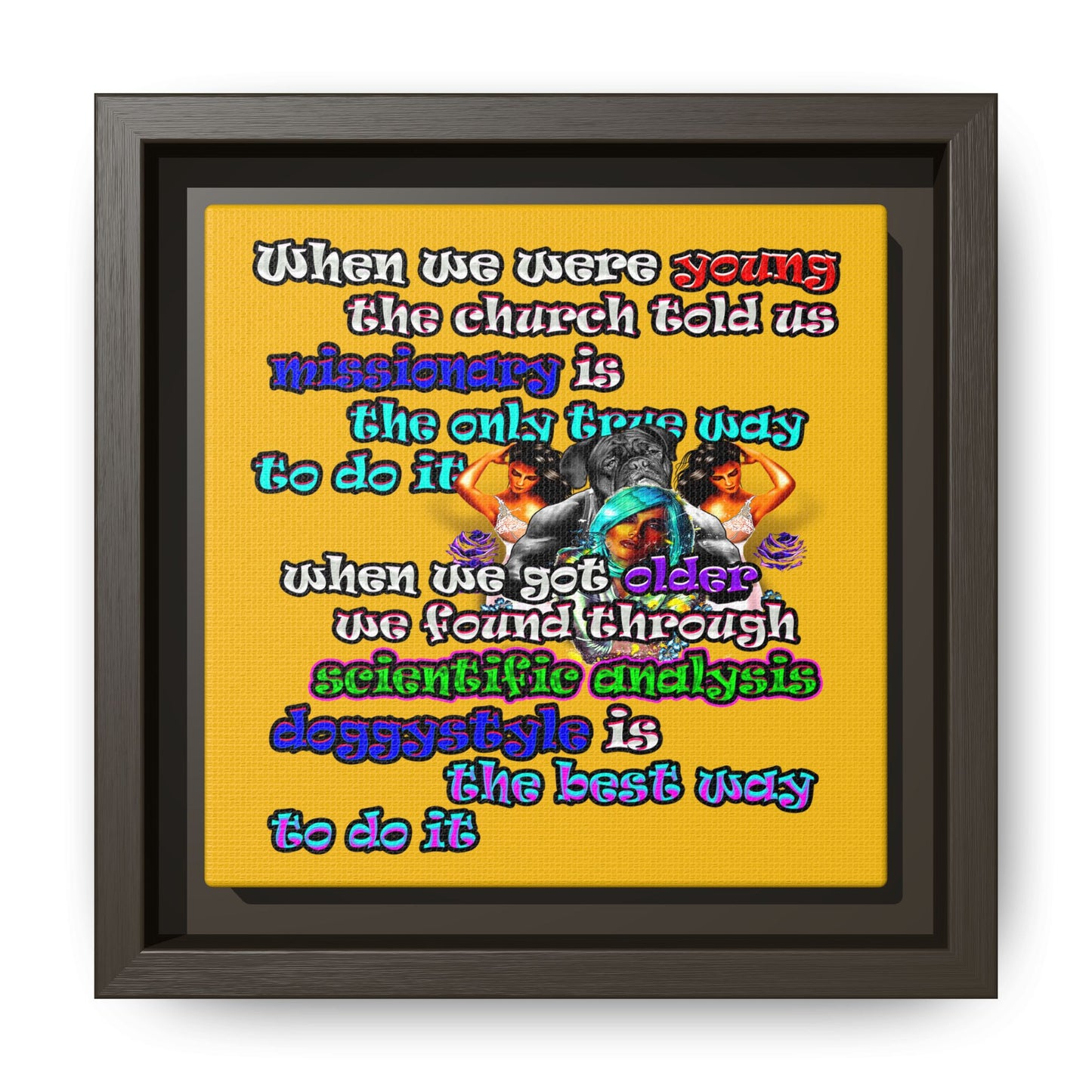 doggystyle - framed canvas art (yellow)